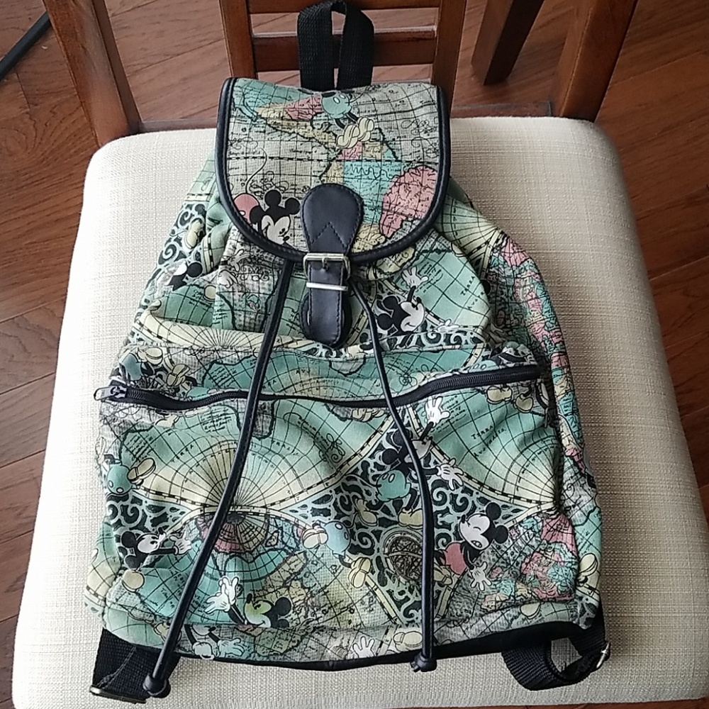 [Vintage] Mickey Mouse Canvas Drawstring Backpack